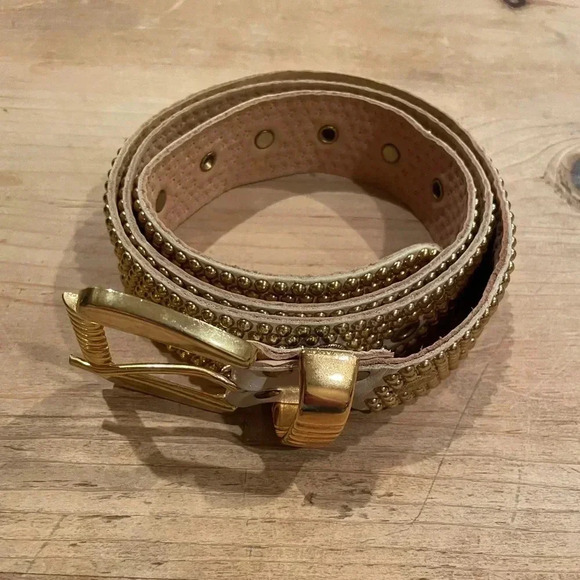 Vintage Sand Castle USA Leather Gold coin/Western/Nautical/Old Money/Y2k belt - Picture 1 of 9